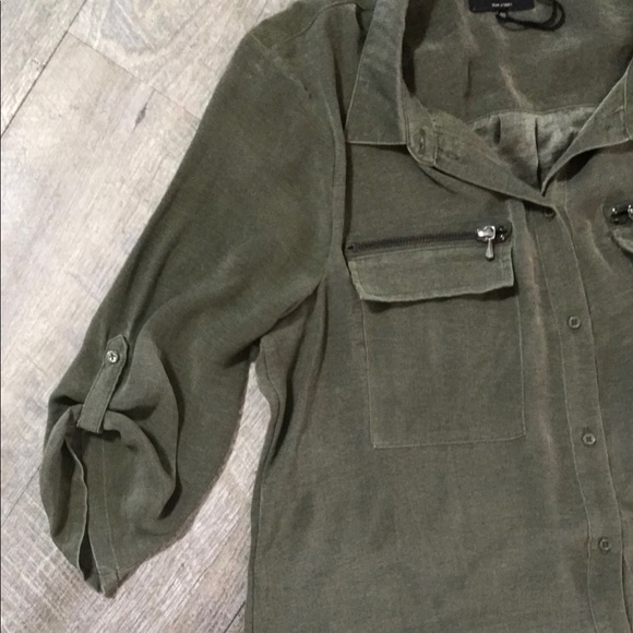 ONLY  Navy Green Shirt size European 40 - Picture 3 of 7